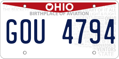 OH license plate GOU4794