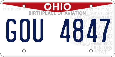OH license plate GOU4847