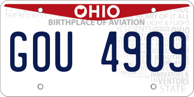 OH license plate GOU4909