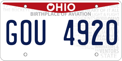 OH license plate GOU4920