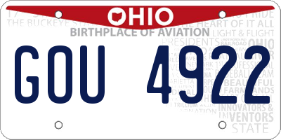 OH license plate GOU4922