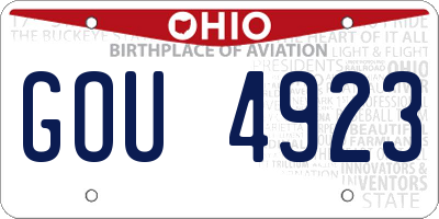 OH license plate GOU4923