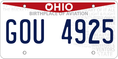 OH license plate GOU4925