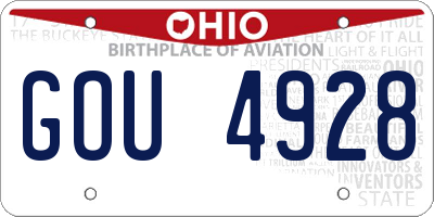 OH license plate GOU4928