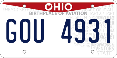 OH license plate GOU4931