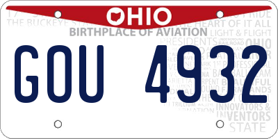 OH license plate GOU4932