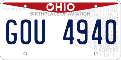 OH license plate GOU4940