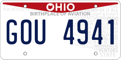 OH license plate GOU4941