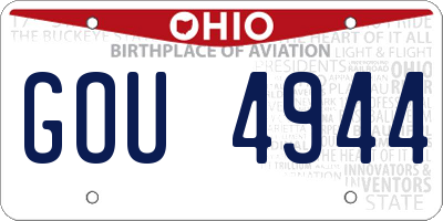 OH license plate GOU4944