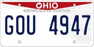 OH license plate GOU4947