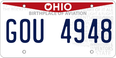 OH license plate GOU4948