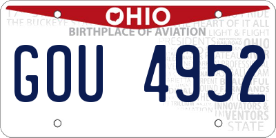 OH license plate GOU4952