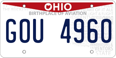 OH license plate GOU4960