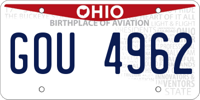 OH license plate GOU4962