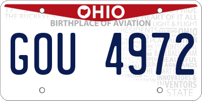 OH license plate GOU4972