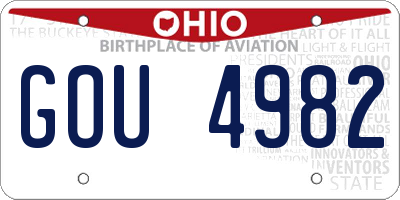OH license plate GOU4982