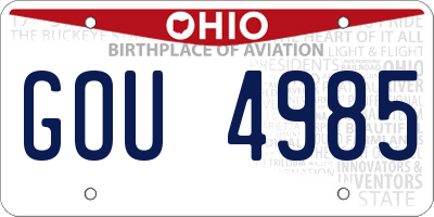 OH license plate GOU4985