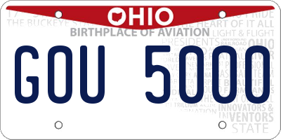OH license plate GOU5000