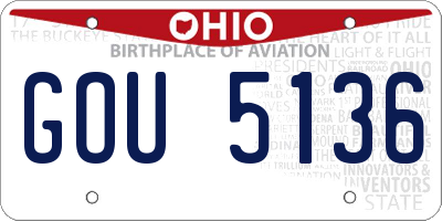 OH license plate GOU5136