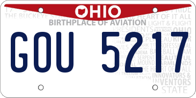 OH license plate GOU5217