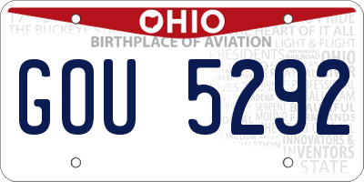 OH license plate GOU5292