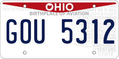 OH license plate GOU5312