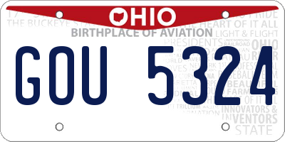 OH license plate GOU5324
