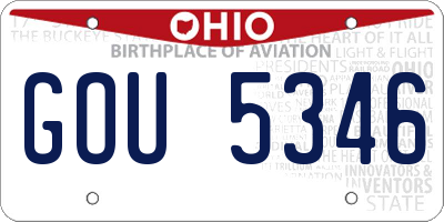 OH license plate GOU5346
