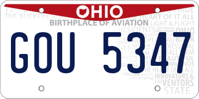 OH license plate GOU5347