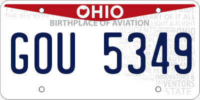 OH license plate GOU5349