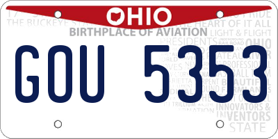 OH license plate GOU5353