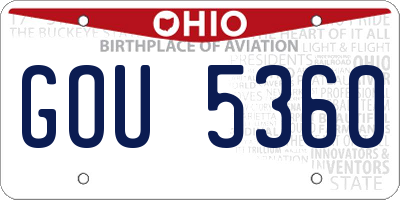 OH license plate GOU5360