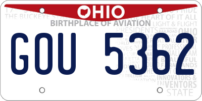 OH license plate GOU5362