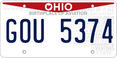 OH license plate GOU5374