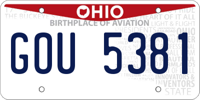 OH license plate GOU5381