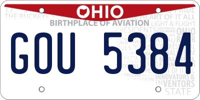 OH license plate GOU5384