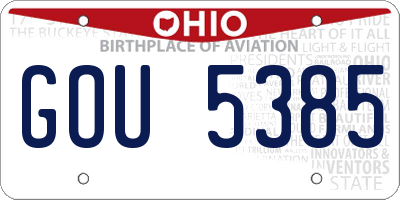 OH license plate GOU5385
