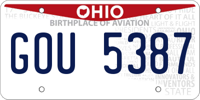 OH license plate GOU5387