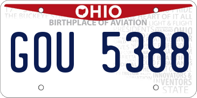 OH license plate GOU5388