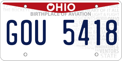 OH license plate GOU5418