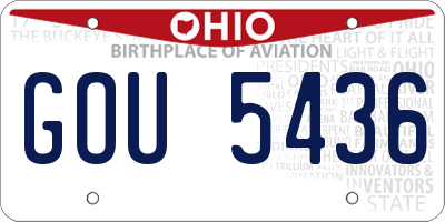 OH license plate GOU5436