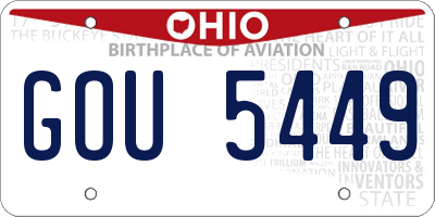 OH license plate GOU5449