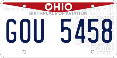OH license plate GOU5458