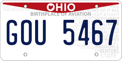 OH license plate GOU5467