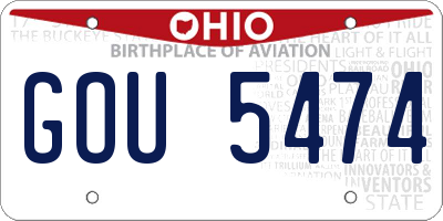 OH license plate GOU5474