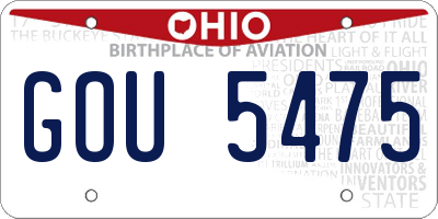 OH license plate GOU5475