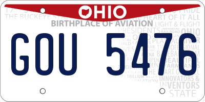 OH license plate GOU5476