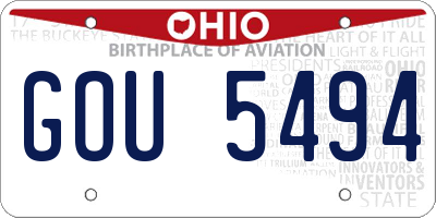 OH license plate GOU5494