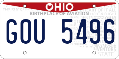 OH license plate GOU5496