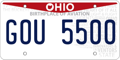 OH license plate GOU5500